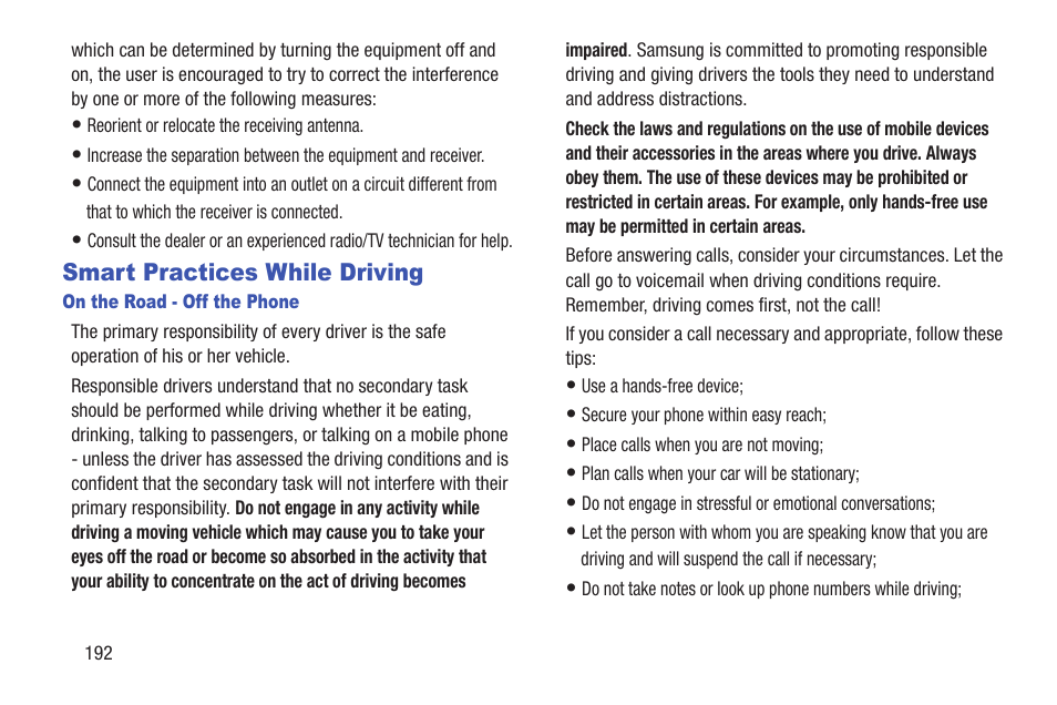 Smart practices while driving | Samsung Galaxy S III User Manual | Page 198 / 232