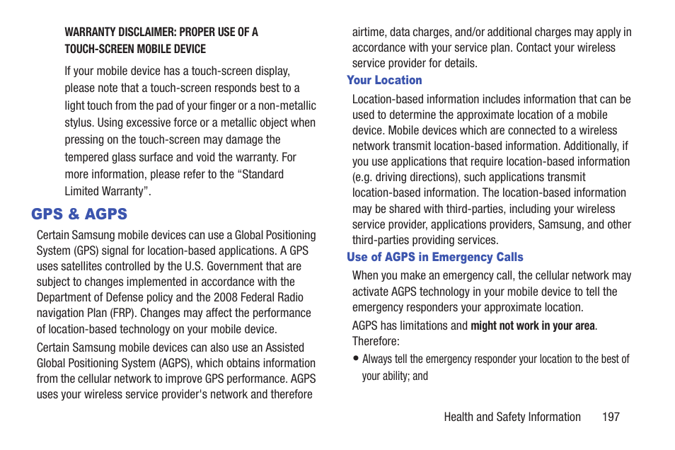 Gps & agps | Samsung Galaxy S III User Manual | Page 203 / 232