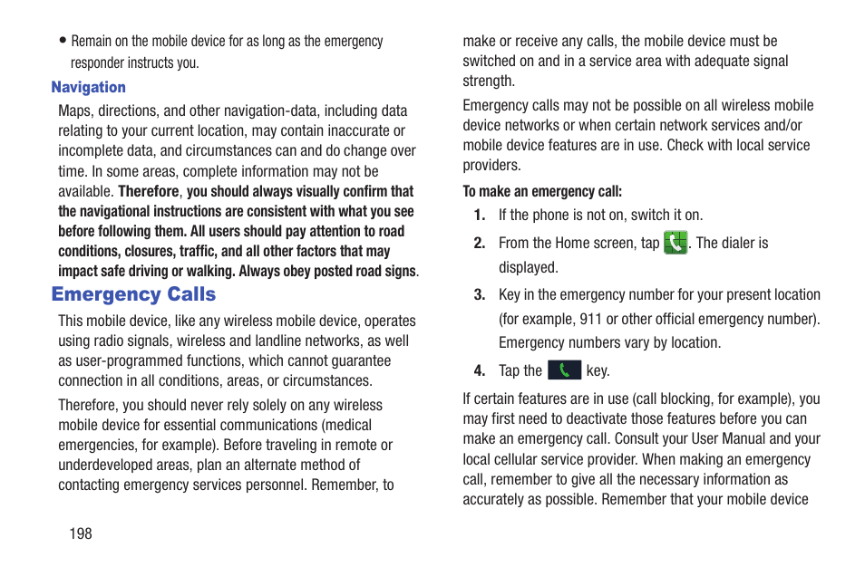 Emergency calls | Samsung Galaxy S III User Manual | Page 204 / 232