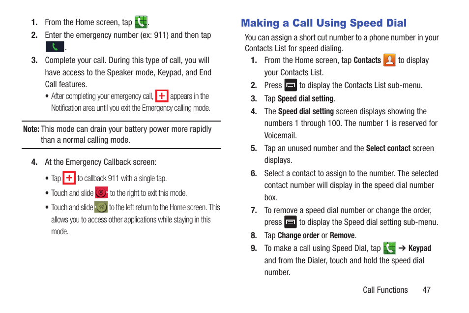 Making a call using speed dial | Samsung Galaxy S III User Manual | Page 53 / 232