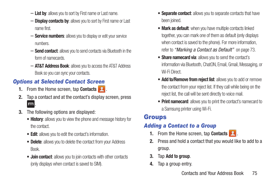 Groups | Samsung Galaxy S III User Manual | Page 81 / 232