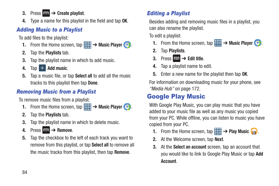 Google play music | Samsung Galaxy S III User Manual | Page 90 / 232