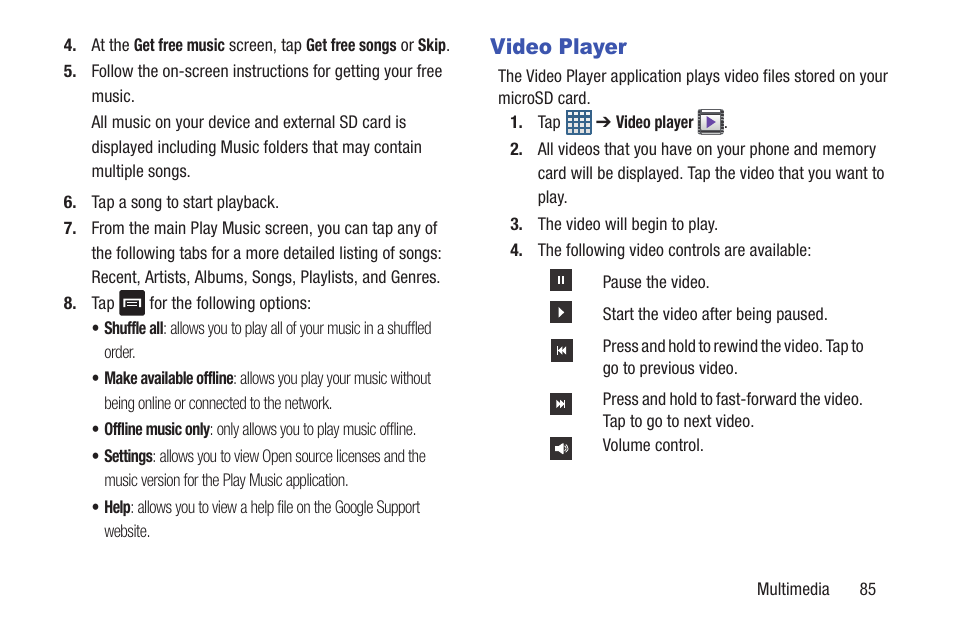 Video player | Samsung Galaxy S III User Manual | Page 91 / 232
