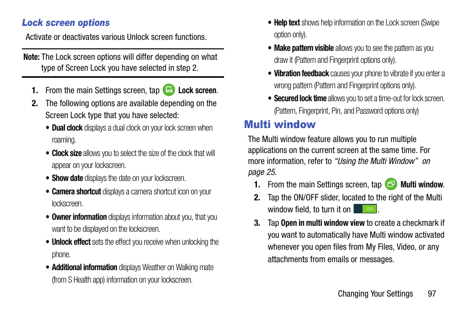 Multi window | Samsung galaxy S5 User Manual | Page 105 / 214