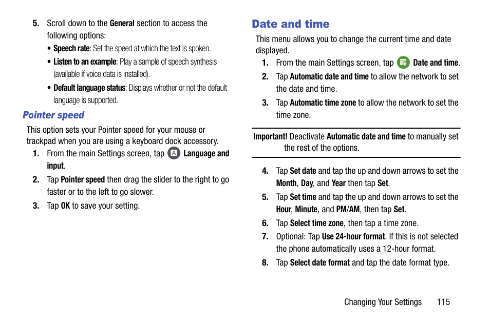 Date and time | Samsung galaxy S5 User Manual | Page 123 / 214