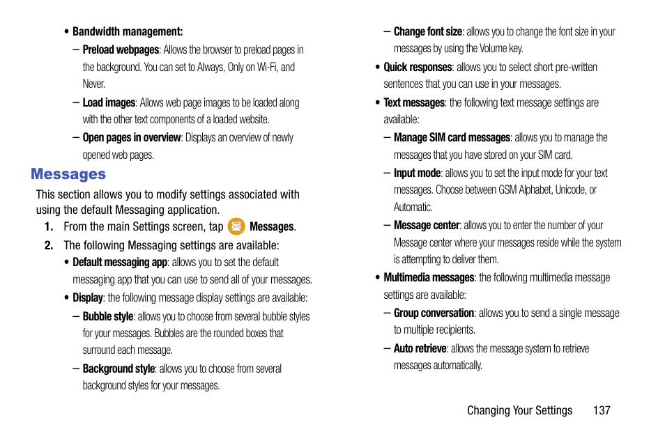 Messages | Samsung galaxy S5 User Manual | Page 145 / 214