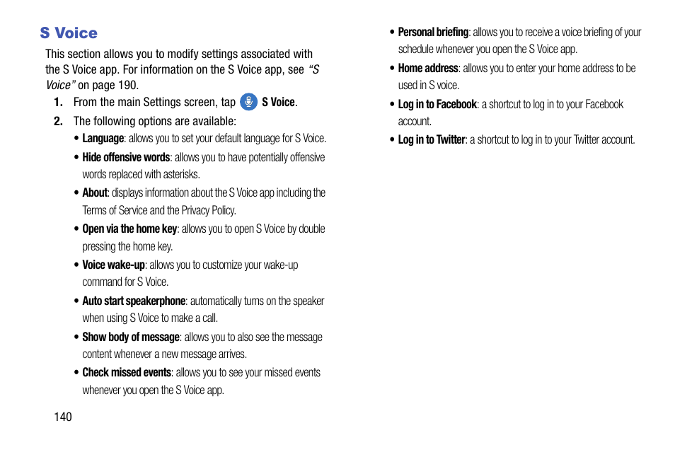 S voice | Samsung galaxy S5 User Manual | Page 148 / 214