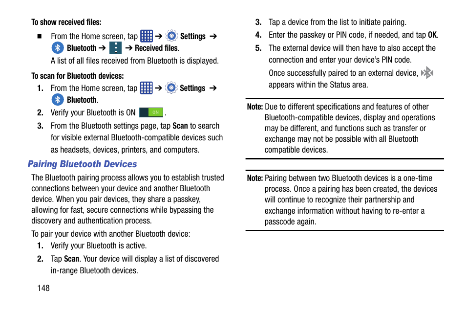 Th it. for more information, refer to “pairing | Samsung galaxy S5 User Manual | Page 156 / 214