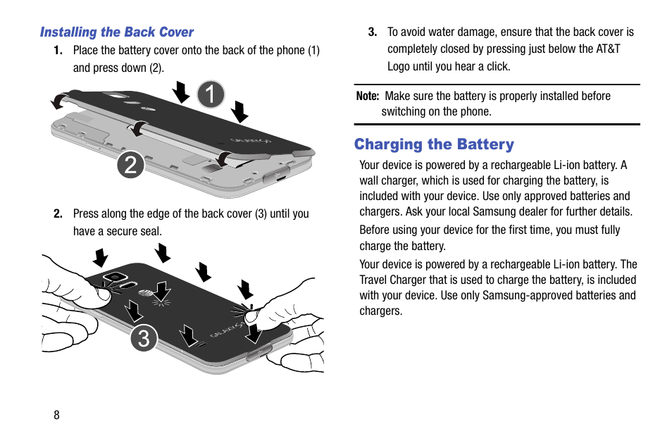 Charging the battery | Samsung galaxy S5 User Manual | Page 16 / 214