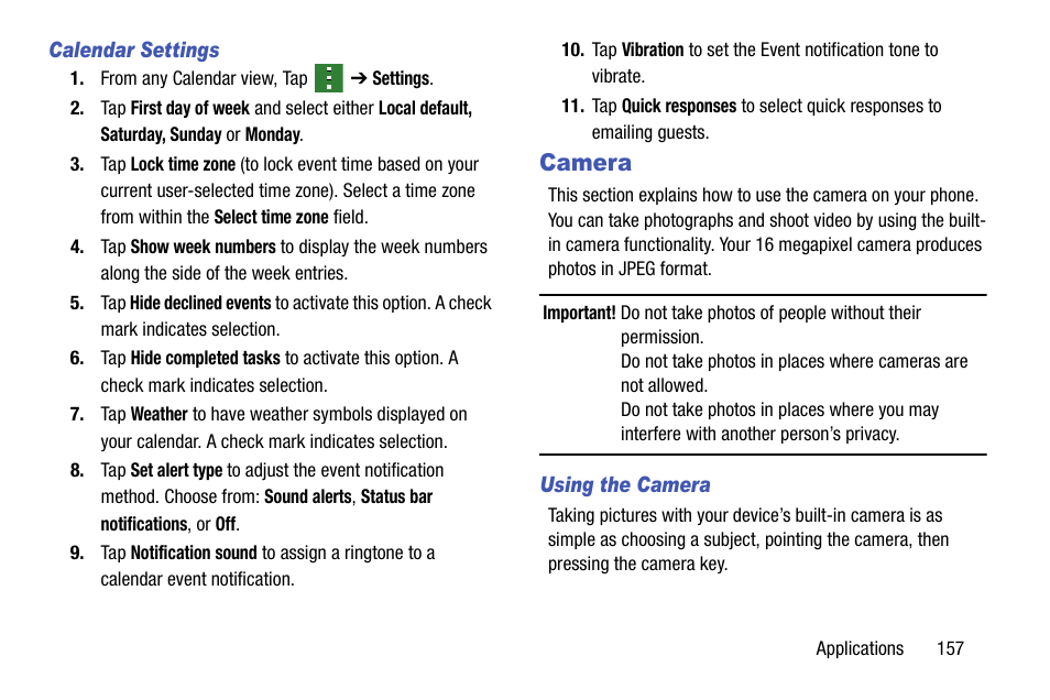 Camera | Samsung galaxy S5 User Manual | Page 165 / 214