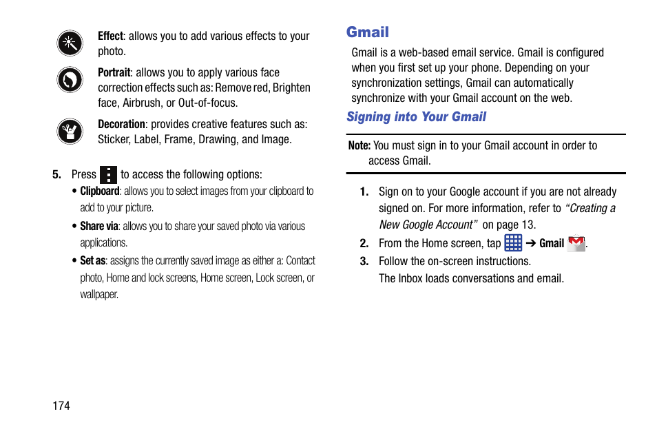 Gmail | Samsung galaxy S5 User Manual | Page 182 / 214