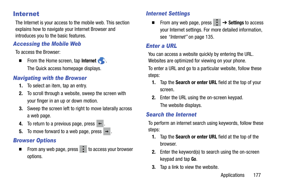 Internet | Samsung galaxy S5 User Manual | Page 185 / 214