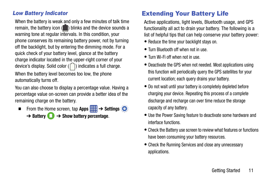 Extending your battery life | Samsung galaxy S5 User Manual | Page 19 / 214