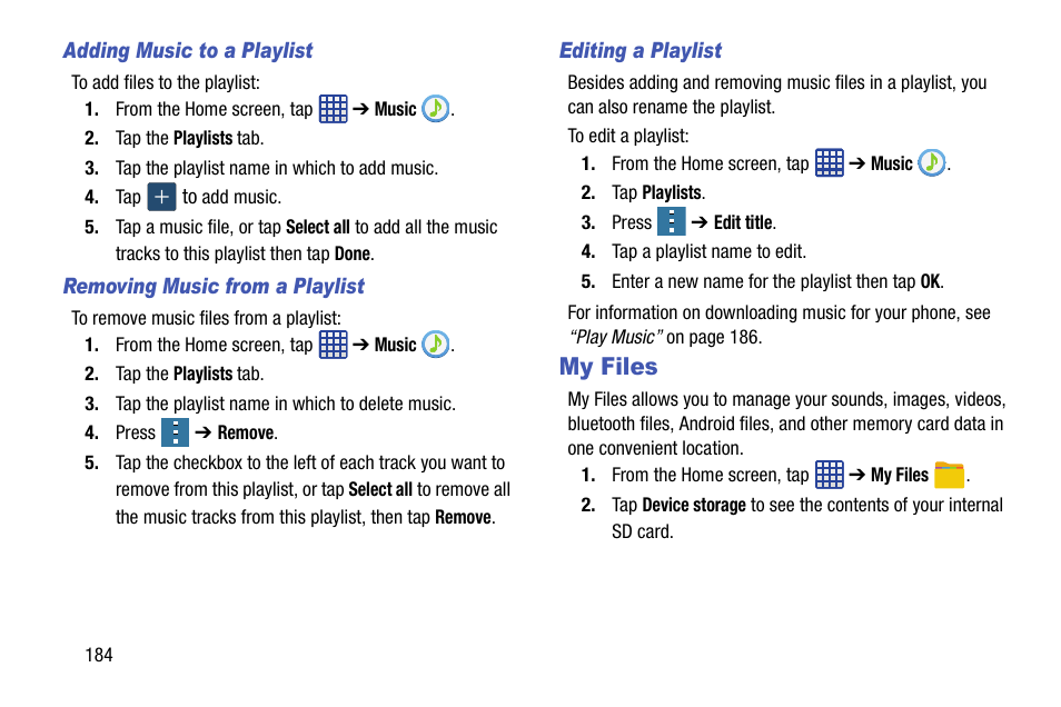 My files | Samsung galaxy S5 User Manual | Page 192 / 214
