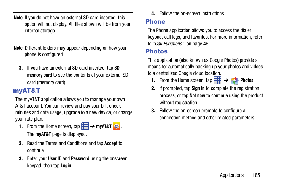 Myat&t, Phone, Photos | Myat&t phone photos | Samsung galaxy S5 User Manual | Page 193 / 214