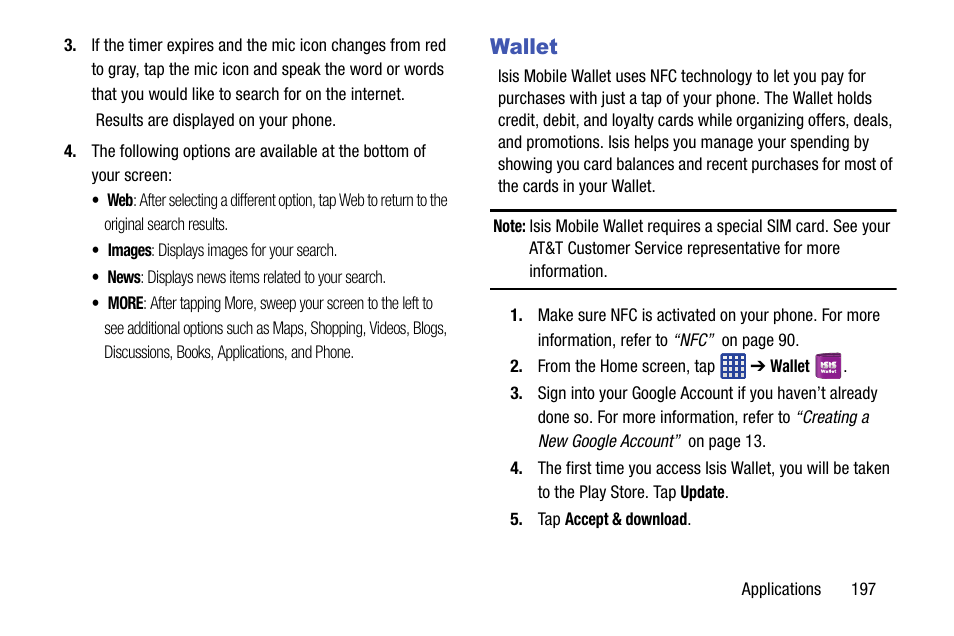 Wallet | Samsung galaxy S5 User Manual | Page 205 / 214