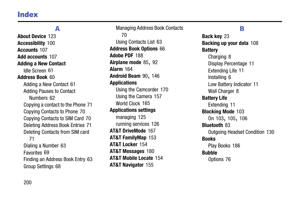 Index | Samsung galaxy S5 User Manual | Page 208 / 214