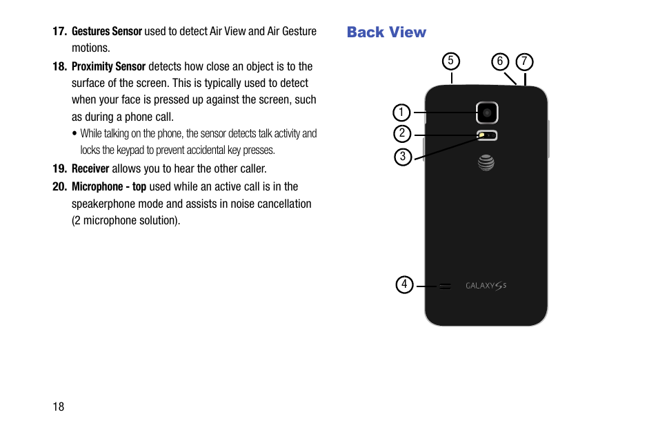 Back view | Samsung galaxy S5 User Manual | Page 26 / 214