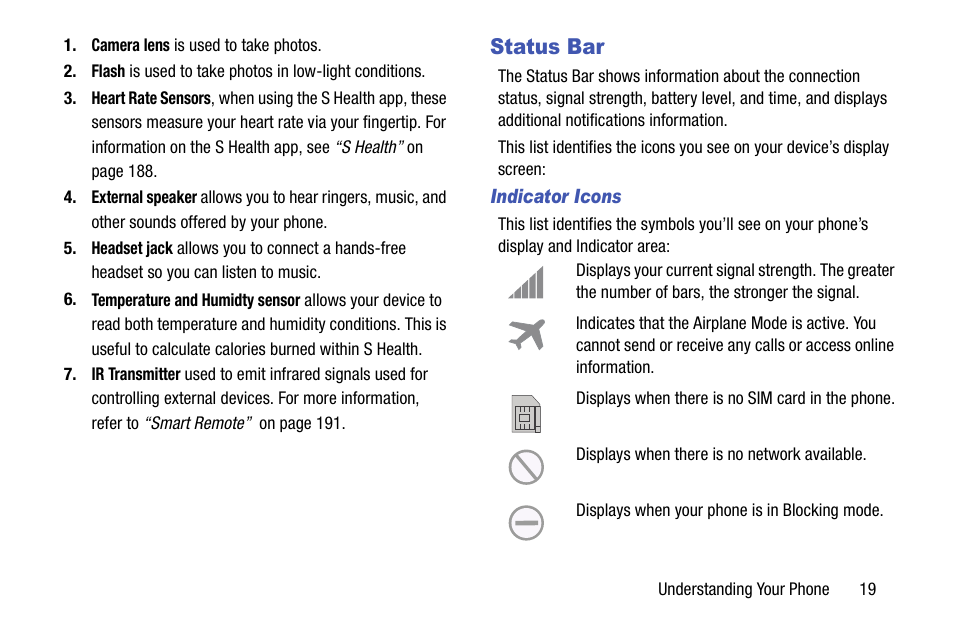 Status bar | Samsung galaxy S5 User Manual | Page 27 / 214