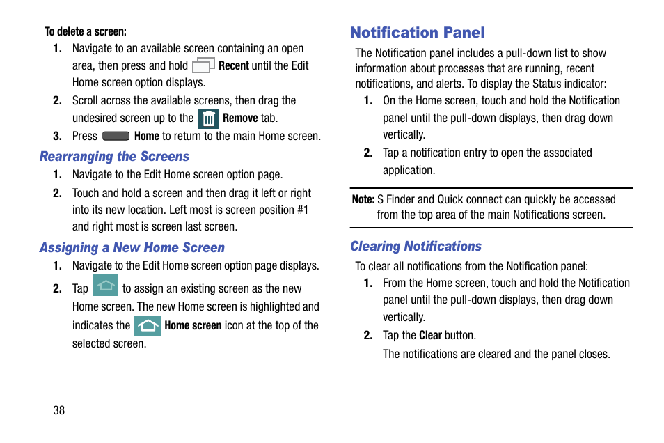 Notification panel | Samsung galaxy S5 User Manual | Page 46 / 214