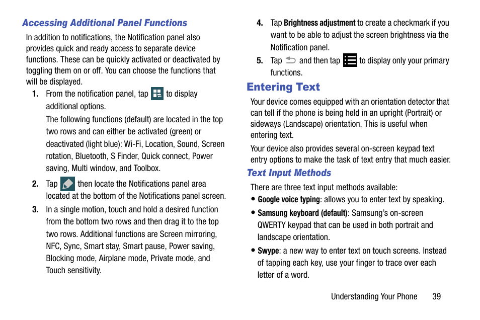 Entering text | Samsung galaxy S5 User Manual | Page 47 / 214