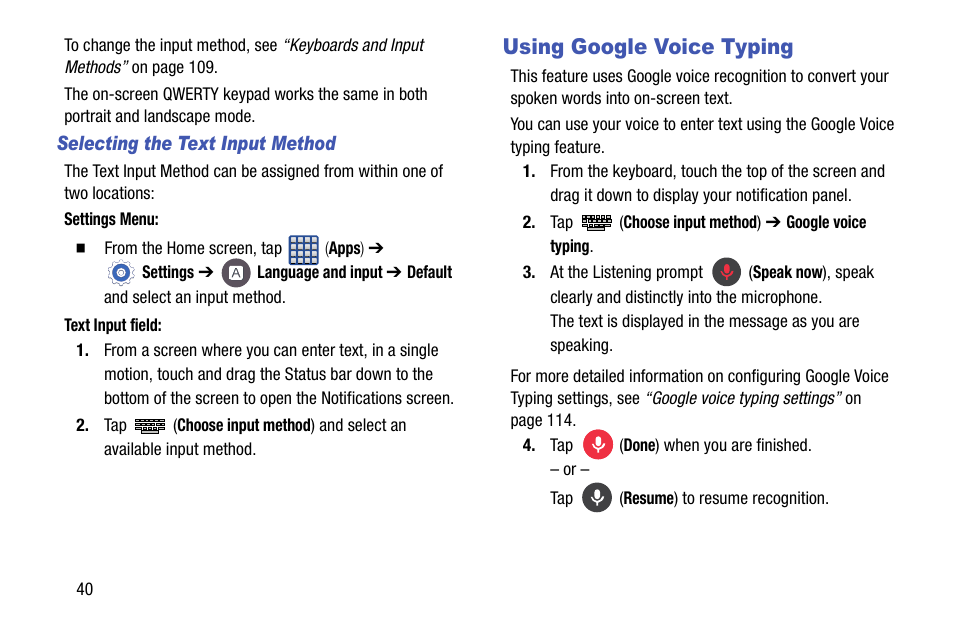 Using google voice typing | Samsung galaxy S5 User Manual | Page 48 / 214