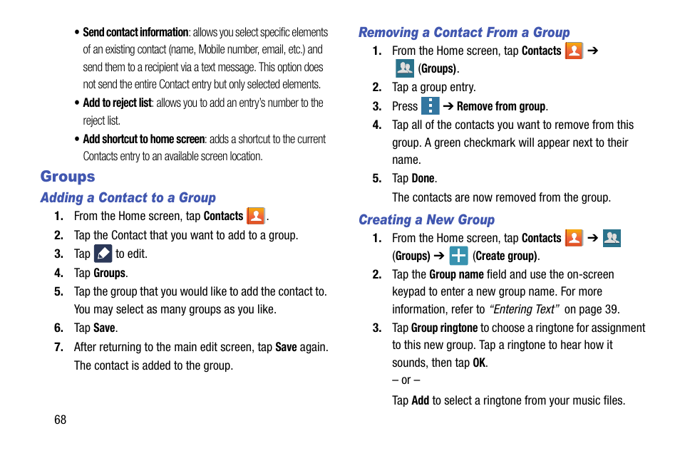 Groups | Samsung galaxy S5 User Manual | Page 76 / 214