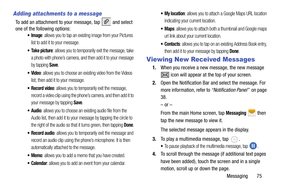 Viewing new received messages | Samsung galaxy S5 User Manual | Page 83 / 214