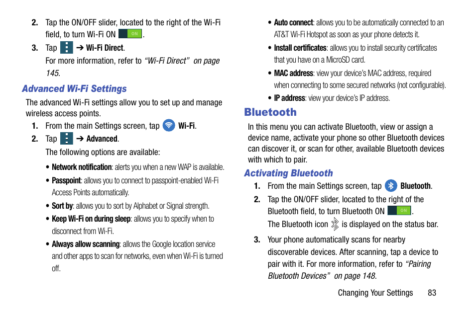 Bluetooth | Samsung galaxy S5 User Manual | Page 91 / 214