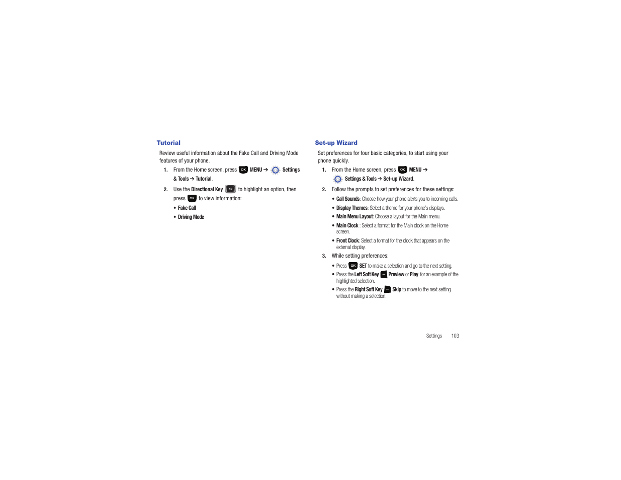 Tutorial, Set-up wizard, Tutorial set-up wizard | Samsung Gusto User Manual | Page 108 / 152
