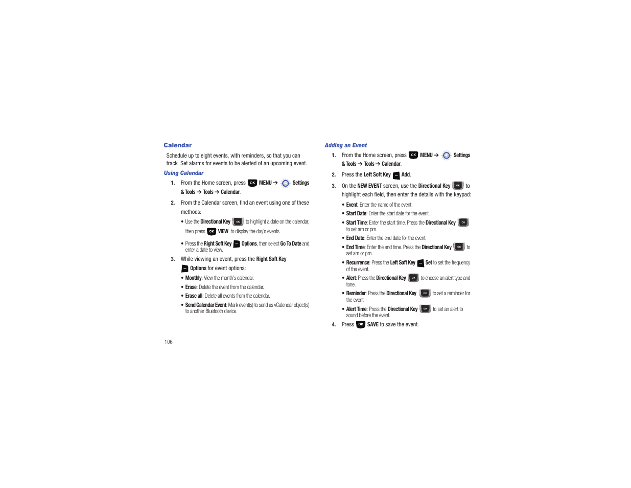 Calendar | Samsung Gusto User Manual | Page 111 / 152