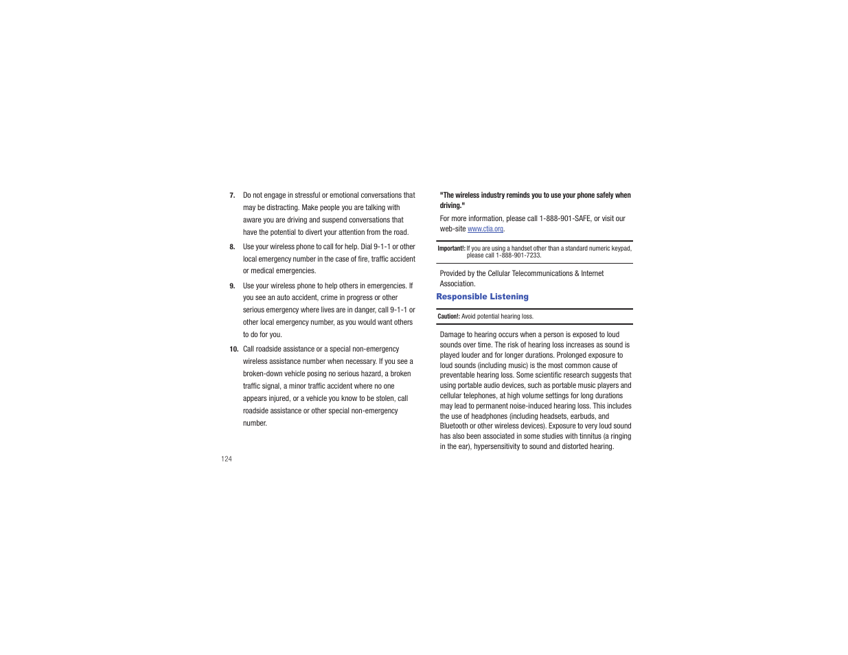 Responsible listening | Samsung Gusto User Manual | Page 129 / 152