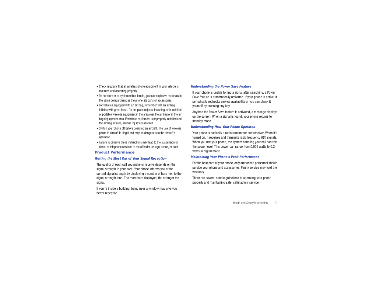 Product performance | Samsung Gusto User Manual | Page 136 / 152