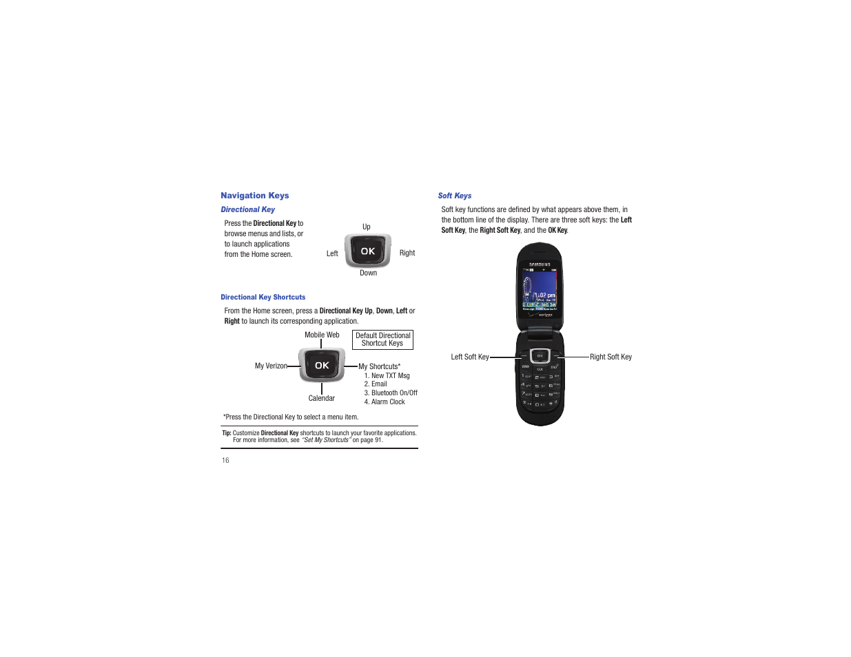Navigation keys | Samsung Gusto User Manual | Page 21 / 152