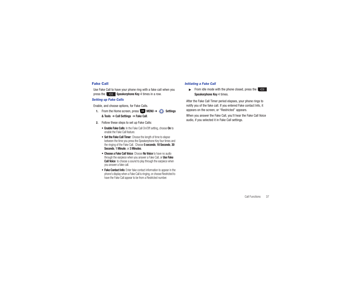 Fake call | Samsung Gusto User Manual | Page 42 / 152