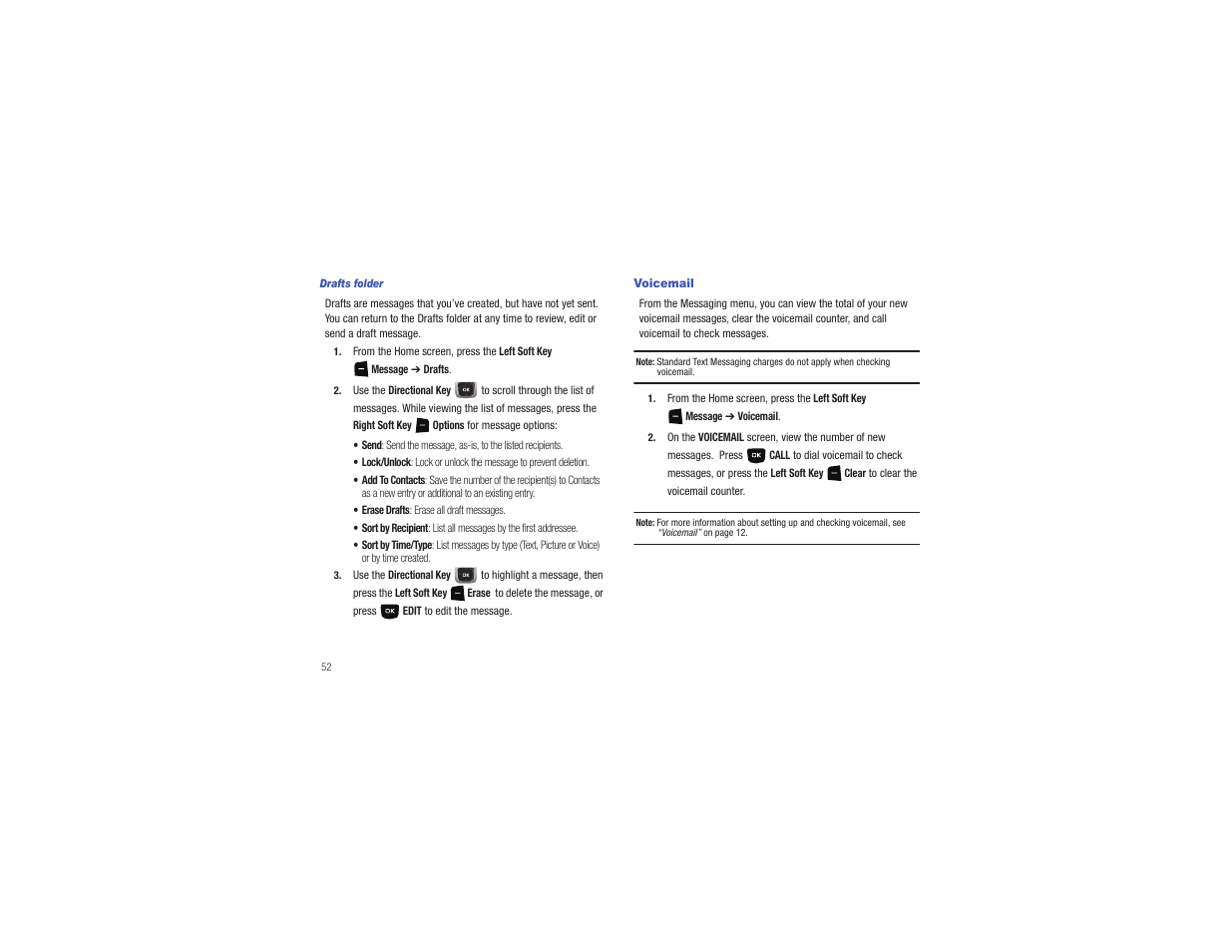 Voicemail | Samsung Gusto User Manual | Page 57 / 152