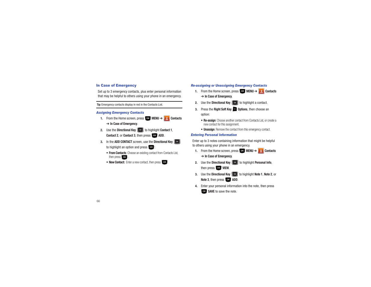 In case of emergency | Samsung Gusto User Manual | Page 71 / 152