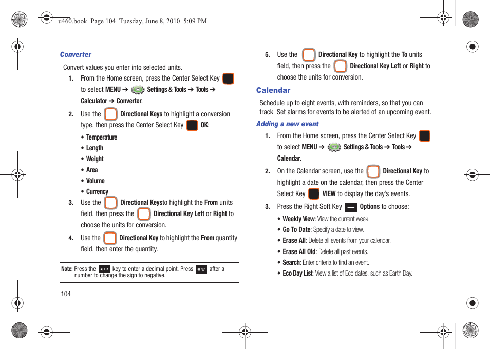 Calendar | Samsung intensity 2 User Manual | Page 109 / 193