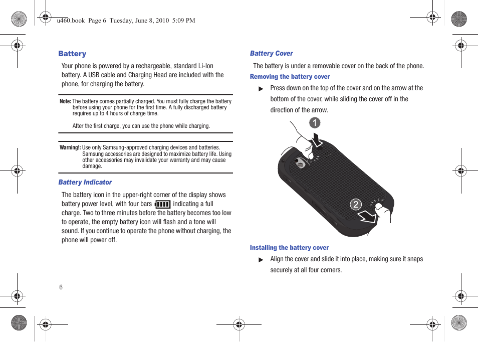 Battery | Samsung intensity 2 User Manual | Page 11 / 193