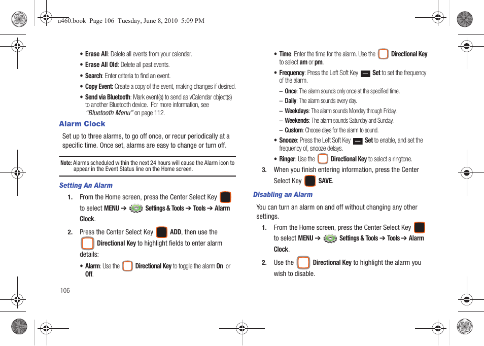 Alarm clock | Samsung intensity 2 User Manual | Page 111 / 193