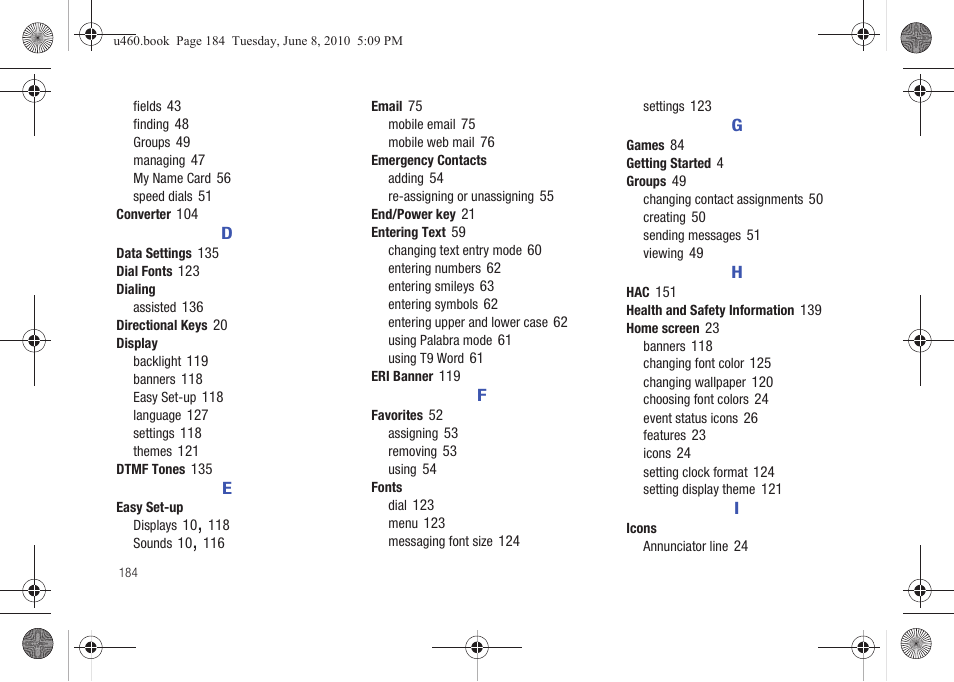 Samsung intensity 2 User Manual | Page 189 / 193