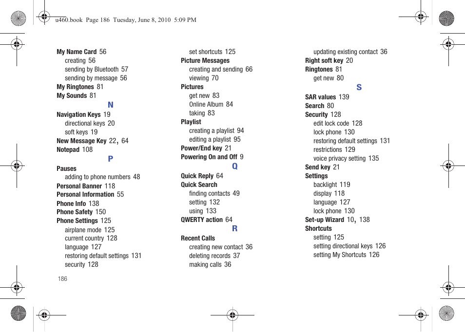 Samsung intensity 2 User Manual | Page 191 / 193