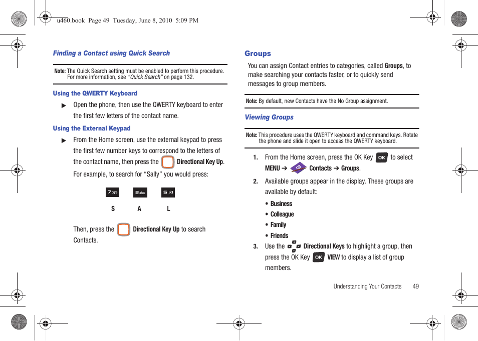 Groups | Samsung intensity 2 User Manual | Page 54 / 193