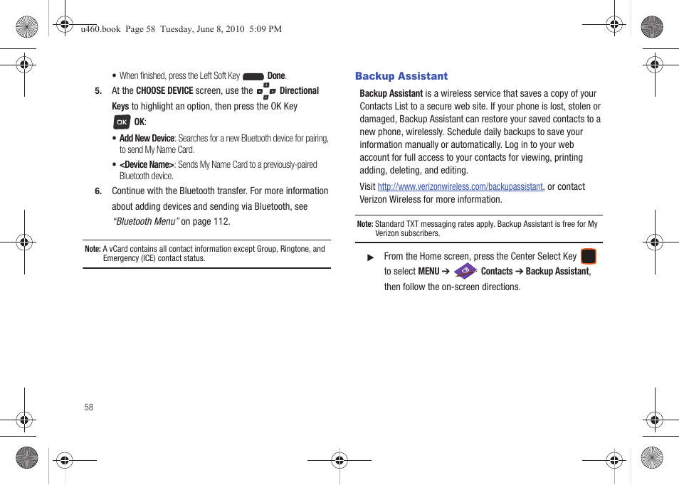 Backup assistant | Samsung intensity 2 User Manual | Page 63 / 193