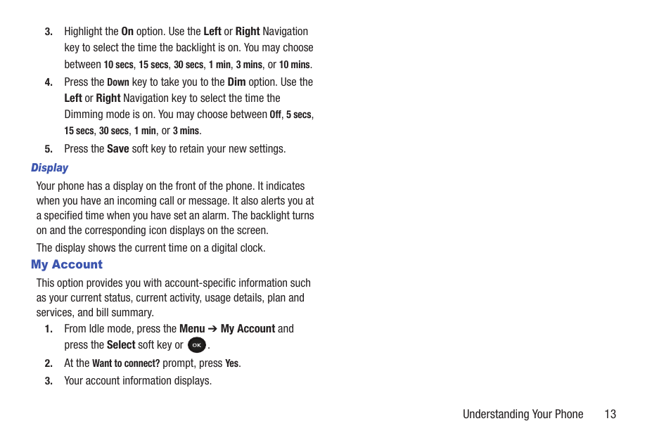 My account | Samsung t139 User Manual | Page 17 / 119