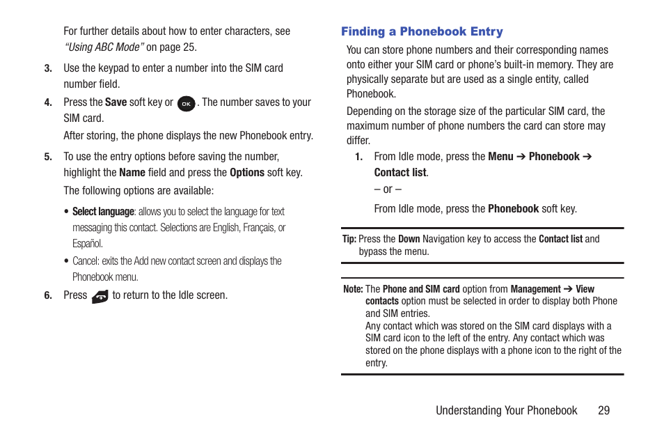 Finding a phonebook entry | Samsung t139 User Manual | Page 33 / 119
