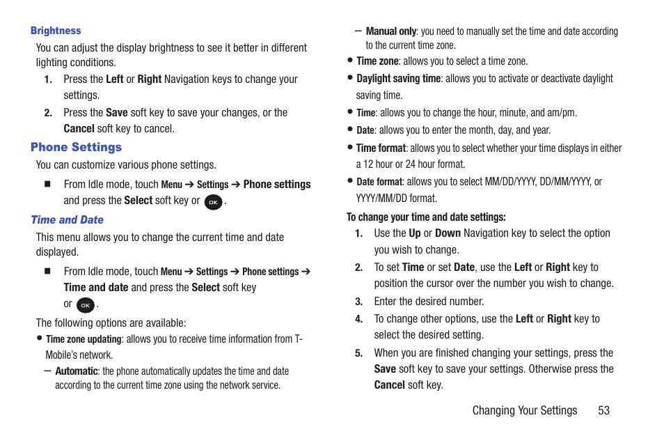 Phone settings | Samsung t139 User Manual | Page 57 / 119