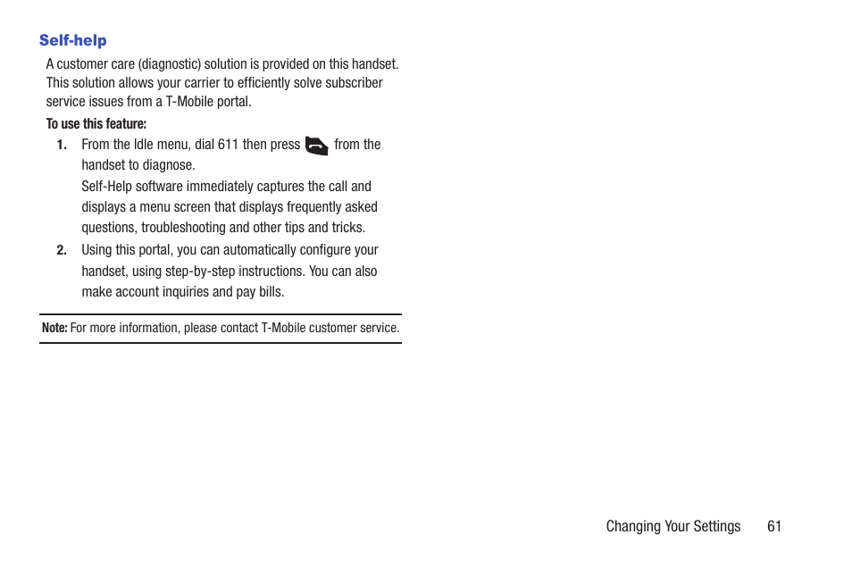 Self-help | Samsung t139 User Manual | Page 65 / 119