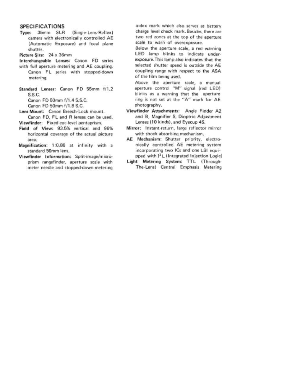 Canon AE-1 User Manual | Page 13 / 80