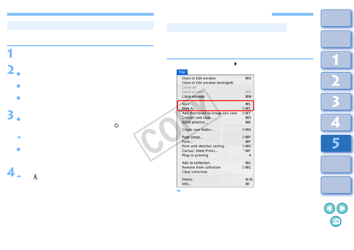 Saving editing results, To p.105), Erasing unwanted parts of an image (copy stamp | Function), Saving editing content to an image, P.105), Cop y | Canon t2i 3.9 for Macintosh User Manual | Page 106 / 132